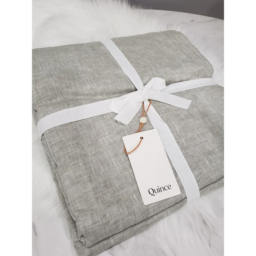 NEW Quince European Linen Blackout Curtain Panel Sage Green 48